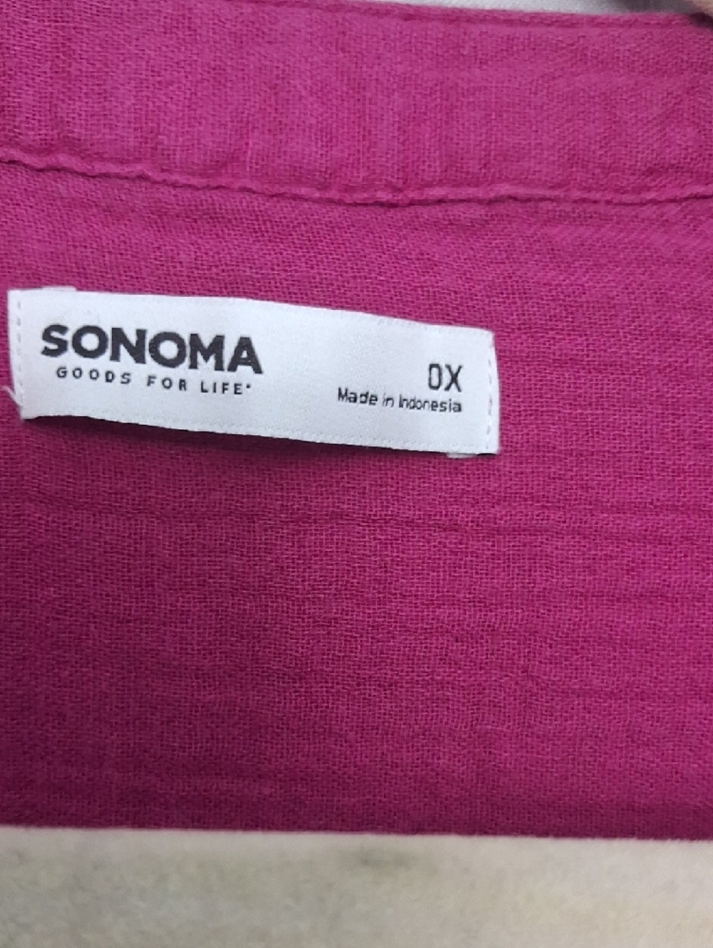 Sonoma Fuchsia Button-Front Midi Dress - Picture 9 of 9